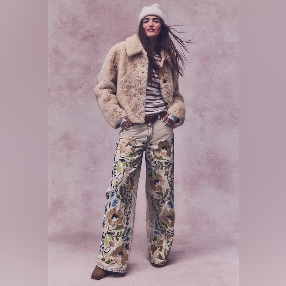 Free people We The Free Mi Amore Wide-Leg Jeans vintage floral tapestry - Picture 12 of 12
